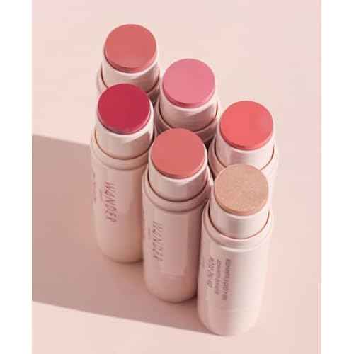 Wander Beauty On-the-Glow Blush and Illuminator - Coral Rose/Nude Glow - 7-in-1 Hydrating Cream Blush & Highlighting Stick - Stick Blush for Cheeks, Lip, & Body - Highlighter Makeup & Blush - 0.4 oz