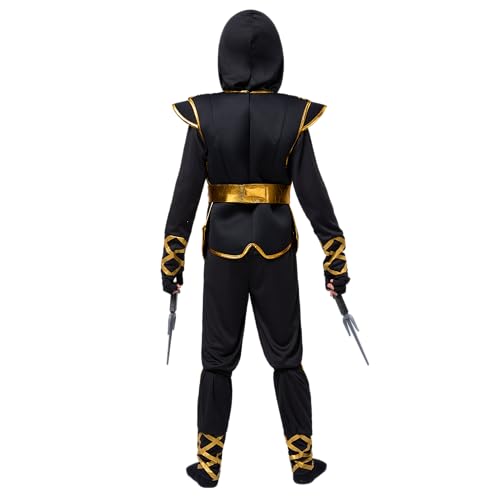Spooktacular Creations Golden Ninja Costume Set, Ninja Jumpsuit with Foam Accessories for Kids, Toddler Halloween Outfit f...
