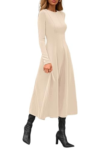 PRETTYGARDEN Cocktail Dresses for Women 2026 Elegant Classy Fall Long Sleeve Midi A Line Flowy Modest Winter Party Dress