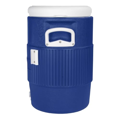 Heavy Duty Water Beverage Cooler Dispenser, Orange, Polyethylene, 5 Gallon, Insulated Container with Spigot, Side Handles...