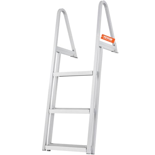 VEVOR Removable Dock Ladder 3/4/5 Steps, 350/500lbs Load Capacity, Aluminum Swim Ladders, Pontoon Boat Ladder with Nonslip Design for Lake, Marine Boarding, Pool
