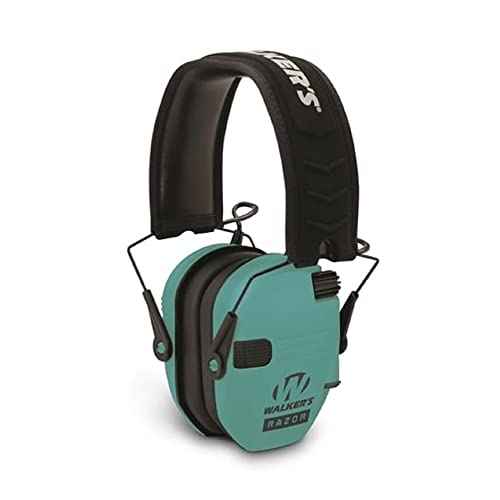 Walker's Razor Slim Electronic Shooting Earmuffs (Teal) with Protective Case