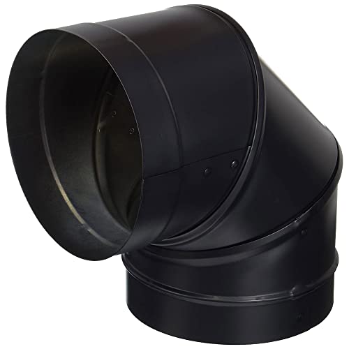DuraVent DuraBlack 6 Inch 24 Gauge 430 Stainless Steel Easy Installation Single Wall Wood Burning Stove 90 Degree Elbow Co...