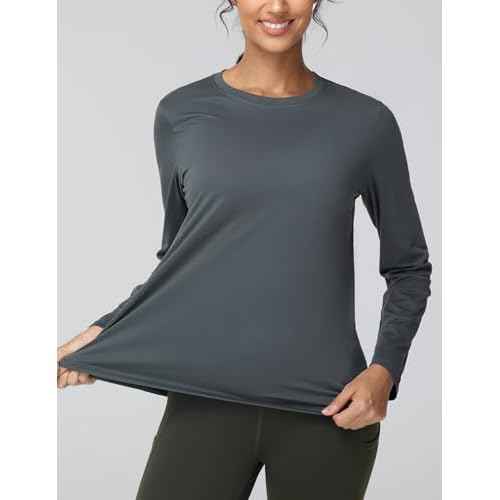 THE GYM PEOPLE Women's Long Sleeve Soft Workout Shirts Basic Crewneck UPF 50+ Sun Lightweight Fall Athletic Running Tops