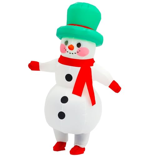 Rysotowy Inflatable Christmas Costume for Adults Funny Blow up Xmas Tree, Snowman, Santa Claus Costume Suit Xmas Outifit