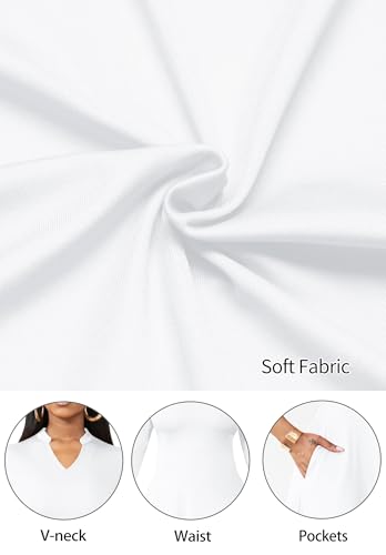 Nmoder Casual Dresses for Women Semi Formal Fit and Flare 3/4 Sleeve A-line Church Work Dress with Pockets