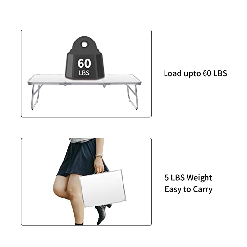 Moosinily Small Camping Table 35.2 inch Folding Picnic Table Foldable Low Camp Table Portable Short Aluminum Outdoor Floor...