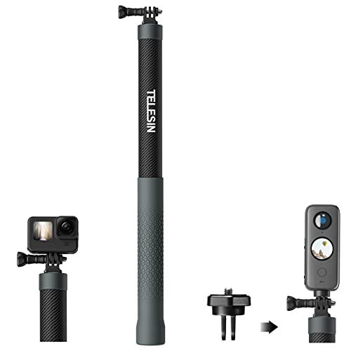 TELESIN G3 Extension Selfie Stick Pole (118"/3M 100% Carbon Fiber), Invisible Light Monopod for DJI Osmo Nano 360 Action 6...