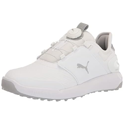 PUMA Men's Ignite Elevate Disc Golf Shoe, Silver/White, 11.5