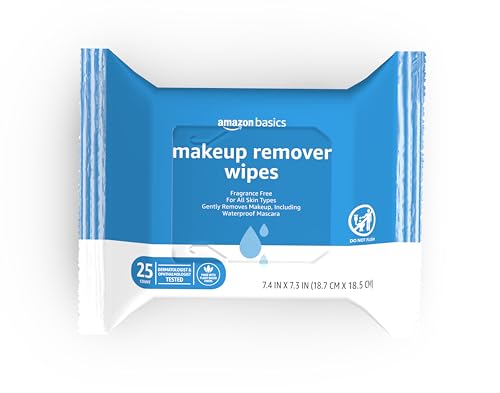 Amazon Basics Makeup Remover Wipes, Gentle Cleansing, Dermatologist Tested, Fragrance-Free, Plant Based, Alcohol-Free, Rem...