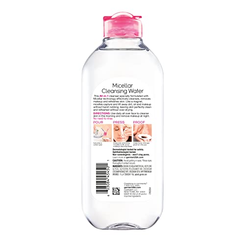 Garnier Micellar Water, Hydrating Facial Cleanser & Makeup Remover, Suitable for Sensitive Skin, Vegan, Cruelty Free, 13.5...