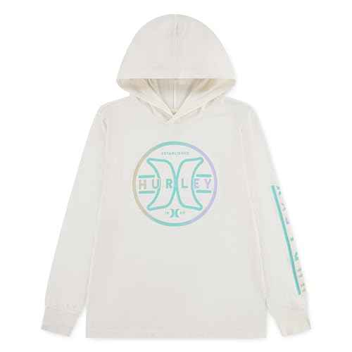 Hurley Long Sleeve Hooded Graphic T-Shirt Pale Ivory