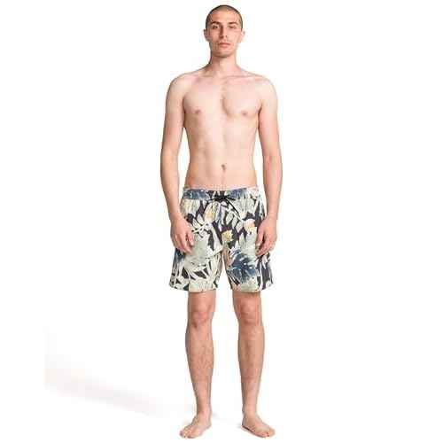 Volcom Mens 17" Elastic Waist Surf Swim Trunks ? Quick-Dry Boardshorts with Drawstring and Back Pocket