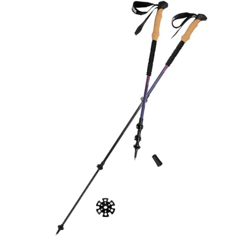 Collapsible Lightweight Trekking Poles – Walking Sticks for Seniors, Cork Grips Adjustable Carbon Fibre Nordic Poles for M...