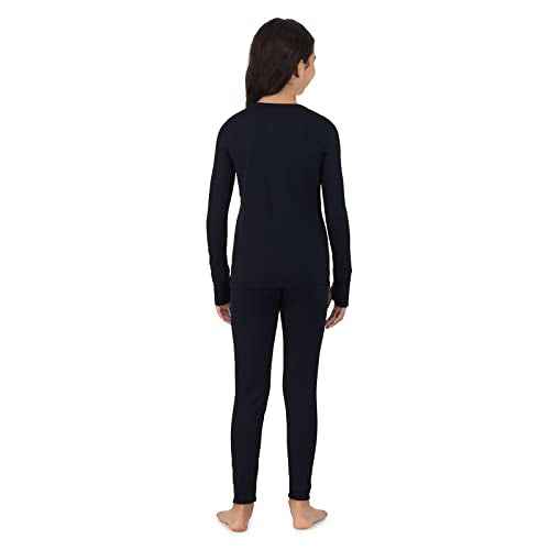 Cuddl Duds Girls Cold Weather Fleece-Lined Thermal Underwear 2-Piece Set - Kids Long Sleeve Top and Leggings Long Johns