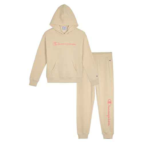 Champion Girls Hoodie and Sweatpant Set for Kids Athletic Fleece Sweatsuit
