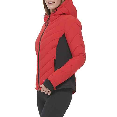 Calvin Klein Women's Scuba Side Panel and Sleeve Detail Adjustable Hood Zip Pocketspuffer