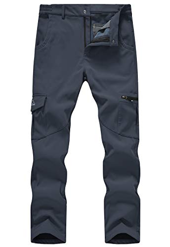 TBMPOY Men's Snow Ski Fleece Lined Hiking Pants Waterproof Winter Snowboard Warm Outdoor Insulated Pants Windproof