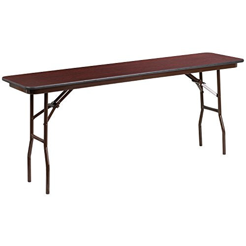 Flash Furniture Frankie 6' Mahogany Melamine Laminate Folding Training and Event Table, Rectangular Folding Training Tabl...