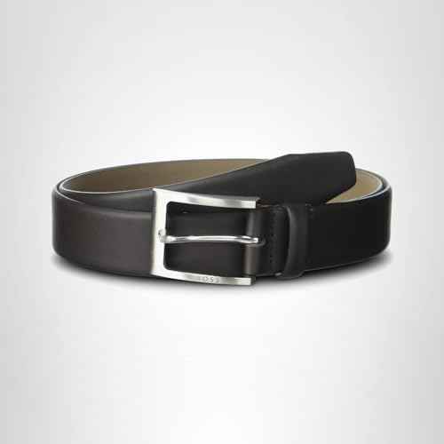 BOSS Tonal Logo Buckle Smooth Leather Belt