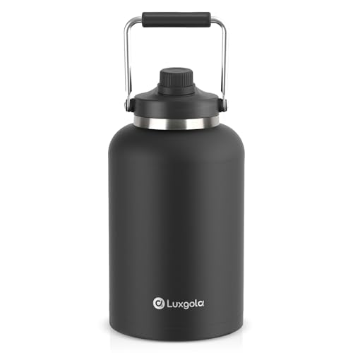Luxgola 128 oz Insulated Water Bottle with Spout Lid and Handle, One Gallon Stainless Steel Large Double Vacuum Water Jug ...