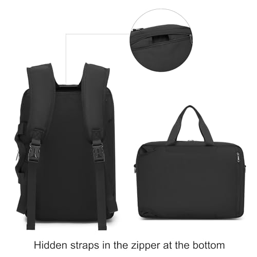 3 in 1 Tactical Backpack for Men, Water-Resistant 17.3 Inch Laptop Bag Convertible Carry-On Luggage with Hidden Straps - A...
