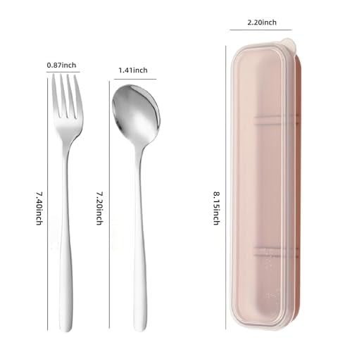 Stainless Steel Travel Utensils Set with Case Reusable Spoon Fork Portable Cutlery Set for Lunchbox Office Picnic Camping
