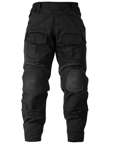 MERJAZ Men’s Tactical Pants with Knee Pads Waterproof G3 Combat Pants Camo Cargo Pants with 10 Pockets No Belt