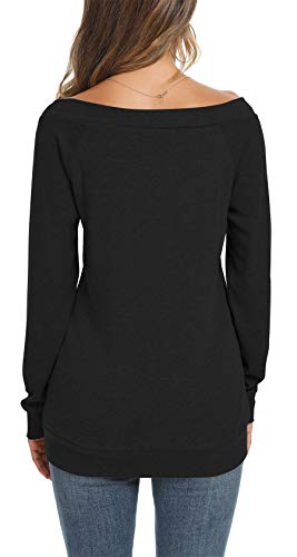 YSYOKOW Womens Cute Sexy Off Shoulder Blouses Long Sleeve Boat Neck Tunics Tops