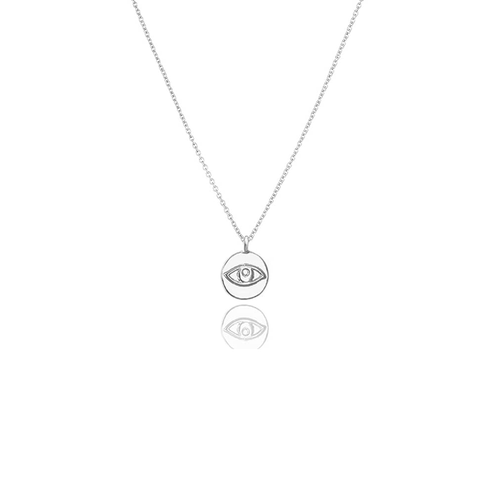 LANG XUAN Friendship Evil Eye Pendant Necklace Good Luck Compass Pendant Chain Necklace with Message Card Gift Card for Women
