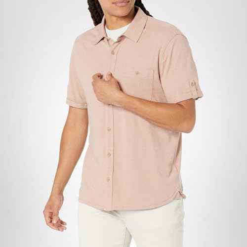 PAIGE Men's Brayden Short Sleeve Shirt with Roll Tab, Twilight Haze