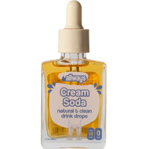 Allways Drops Natural Cream Soda Water Enhancer | Sugar-Free, Zero Calories, Monk Fruit Sweetened | Glass Bottle for On-th...