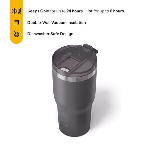 RTIC 30oz Essential Tumbler with Lid, Ceramic Lined, Insulated, Stainless Steel, Metal, Double Wall Vacuum-Insulation, Tra...
