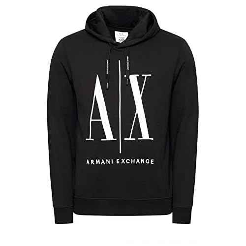 Armani Exchange mens Icon Project Embroidered Logo Hooded Sweatshirt