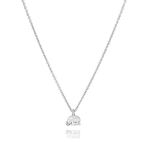 LANG XUAN Friendship Elephant Necklace Good Luck Butterfly Pendant Chain Necklace with Message Card Gift Card for Women Gir (Sil