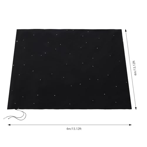 HUASSION LED Stage Star Backdrop, 13.1 * 13.1ft Foldable Velvet LED Stage Backdrop w/ DMX512 Remote Control, White Star Li...