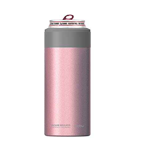 asobu Frosty Slim Can Cooler for Hard Selzer, Beer Cans or Any Standard 12 Ounce Skinny Can (Marshmellow Pink)