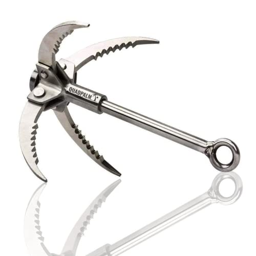 Grappling Hook with 10m Rope – Multifunctional QUADPALM Grapple Hook - 4 Stainless Steel Folding Claws - Heavy Duty - Outd...