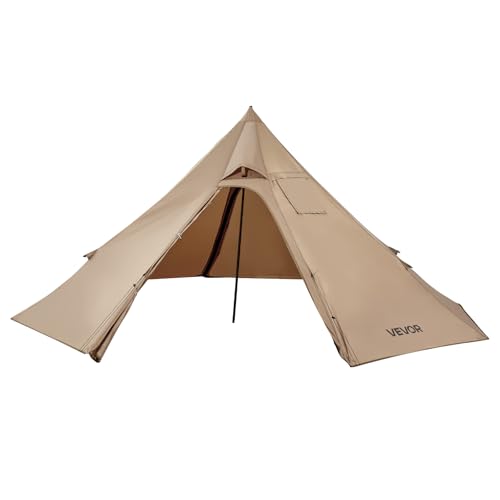 VEVOR Hot Tent, Camping Tipi Hot Tents with Stove Jack, Portable Winter Camping Tents with Snow Skirt, Easy Setup, Waterpr...
