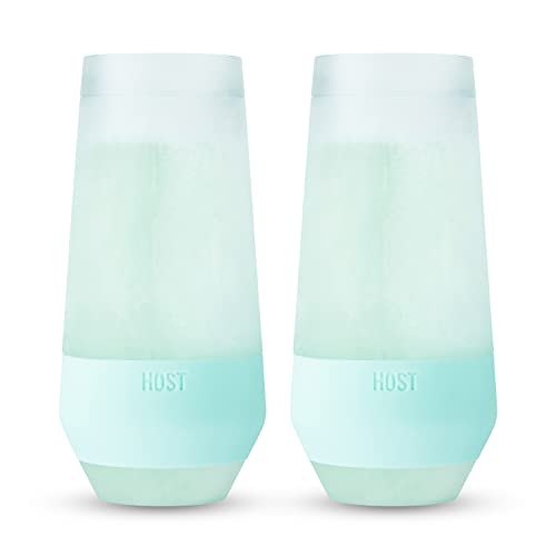 HOST Champagne Freeze Double-Walled Stemless Wine Glasses Freezer Cooling Cups with Active Cooling Gel and Insulated Silic...