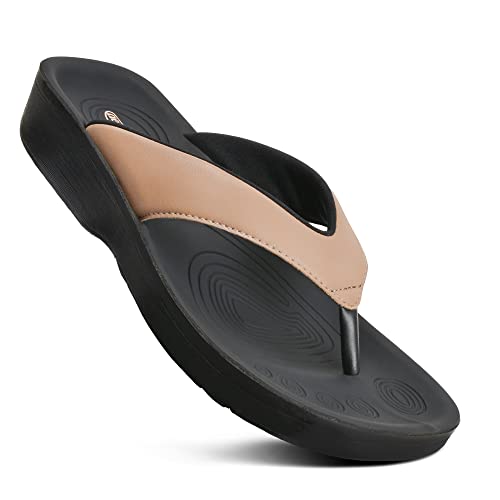 AEROTHOTIC Arch Support Flip Flops for women Stylish Cushioned Padded Straps with Soft Toe Post Slip on Footwear Dressy Tr...