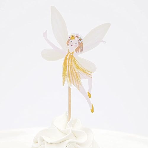 SAMOKA Fairy Cupcake Toppers,24 PCS Fairy Cake Topper,Fairy Party Decorations,Fairy Birthday Party Decorations