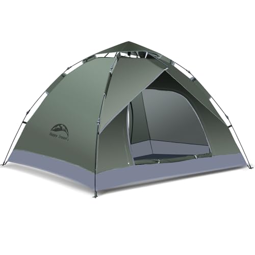 Happy Travel 1/2/3/4 Person Camping Tent, Instant Easy Pop Up Tents for Camping,Automatic Waterproof Family Camping Tent, ...
