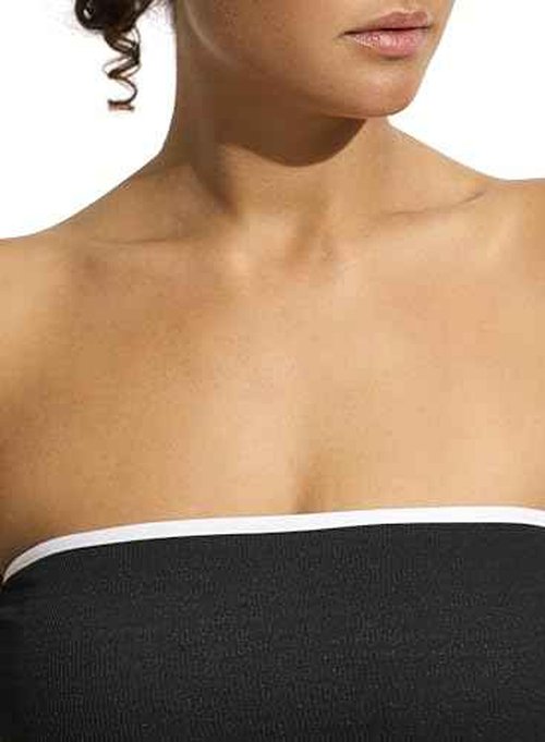 Seafolly Women's Standard Dd Cup Bandeau Bikini Top Swimsuit with Straps, Beach Bound Black