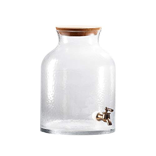 Style Setter Beverage Dispenser Cold Drink Dispenser w/ 2.7 Gallon Capacity Glass Jug, Cork Lid & Leak-Proof Acrylic Spigo...