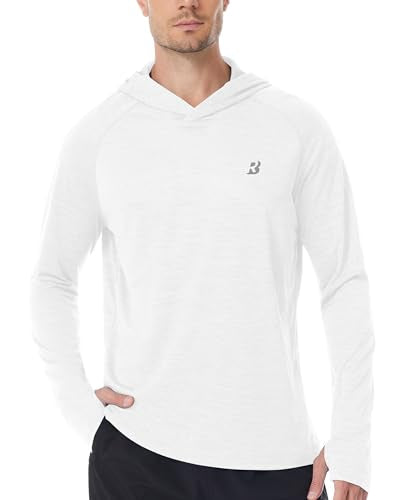 Roadbox UPF 50+ Fishing Shirts for Men, Long Sleeve UV Sun Protection Lightweight Rash Guard Hoodie for Hiking Workout