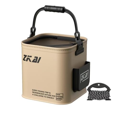 Hevio Foldable Fishing Bucket, Portable Fishing Water Pail, 13L/3.43Gal, for Hiking Fishing Camping Traveling Boating with...