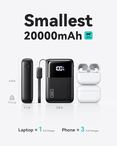 INIU Power Bank, 20000mAh 65W Ultra Compact USB C Laptop Portable Charger, PD QC Fast Charging 3-Output External Battery P...