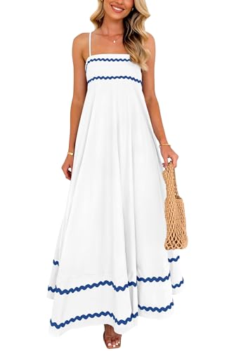 PRETTYGARDEN Women's 2026 Summer Flowy Maxi Dress Casual Sleeveless Spaghetti Strap Ruffle Beach Long Dresses