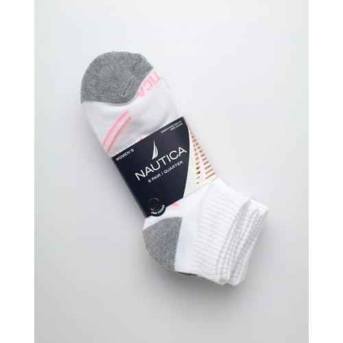 Nautica Womens Quarter Socks - 6 Pack Breathable Cushioned Athletic Performance Ankle Socks for Women (Sizes: 4-10)